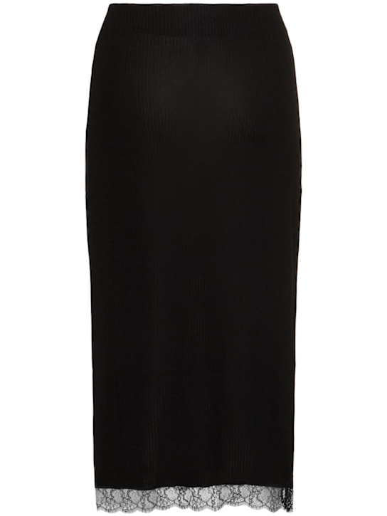 The Row: Indira silk blend midi skirt - Black - women_3 | Luisa Via Roma
