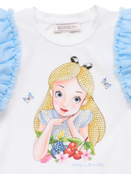 Monnalisa: Vestito in jersey stampato e tulle - Blu - kids-girls_1 | Luisa Via Roma