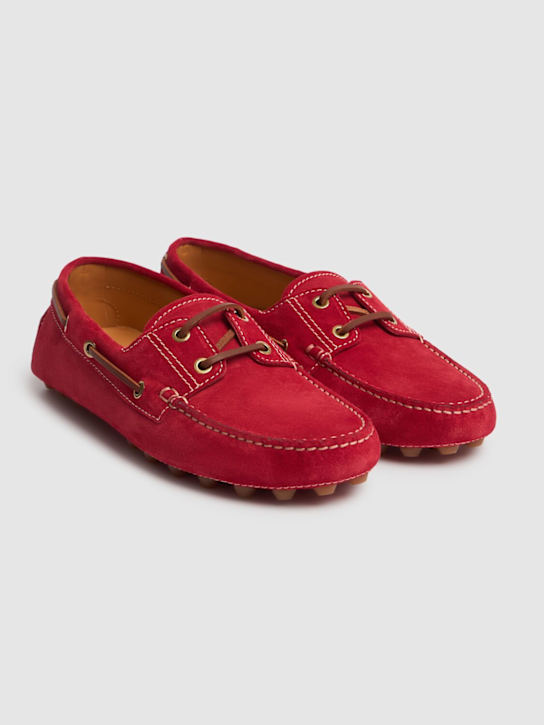 Tod's: 10mm Suede loafers - Red - women_2 | Luisa Via Roma