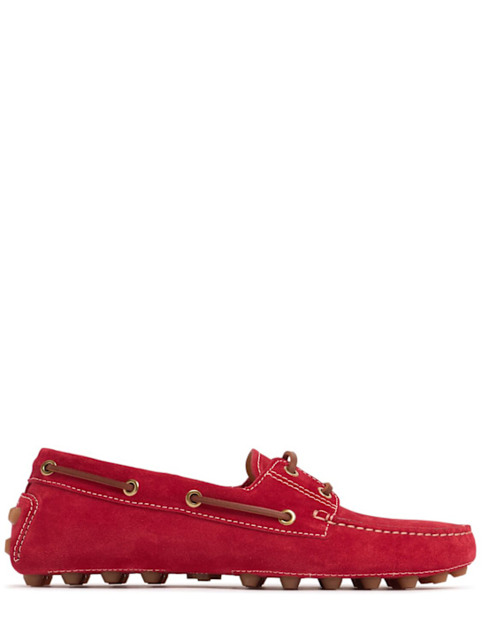 Tod's: 10mm Suede loafers - Red - women_0 | Luisa Via Roma