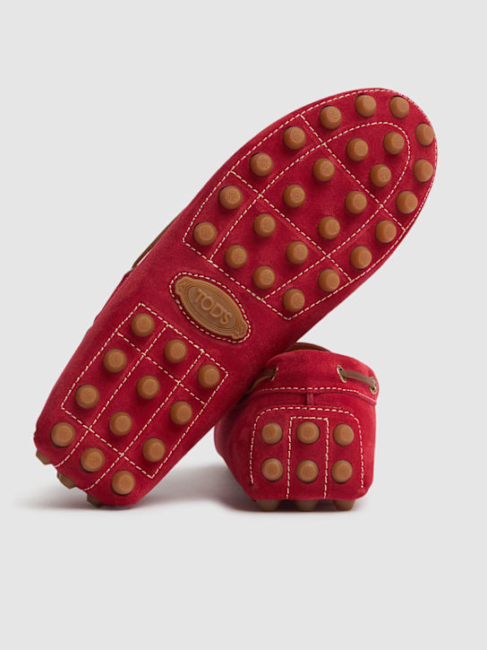Tod's: 10mm Suede loafers - Red - women_4 | Luisa Via Roma