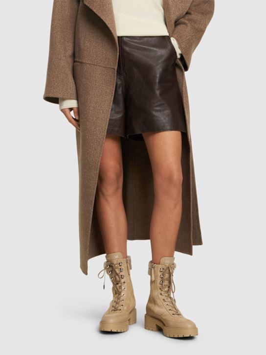 Aquazzura: 25mm Very Cortina suede hiking boots - Beige - women_1 | Luisa Via Roma