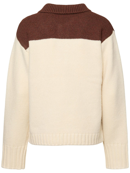 JW Anderson: House knit polo sweater - Ivory/Multi - women_3 | Luisa Via Roma