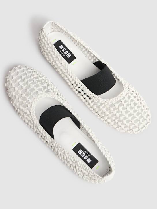 MSGM: 10mm Leather mesh ballerinas - White - women_2 | Luisa Via Roma