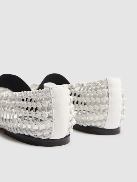 MSGM: 10mm Leather mesh ballerinas - White - women_4 | Luisa Via Roma