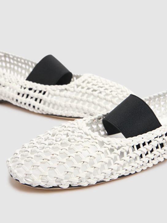 MSGM: 10mm Leather mesh ballerinas - White - women_3 | Luisa Via Roma