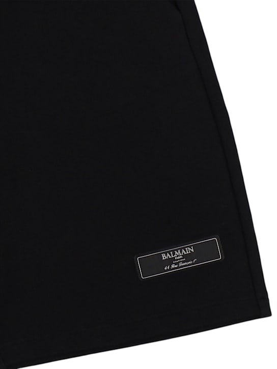 Balmain: コットンスウェットショートパンツ - ブラック - kids-girls_1 | Luisa Via Roma