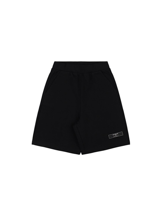 Balmain: コットンスウェットショートパンツ - ブラック - kids-girls_0 | Luisa Via Roma