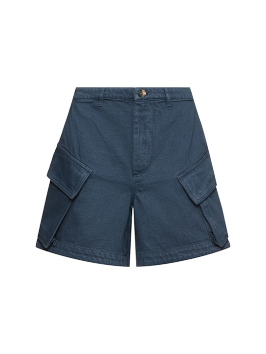 High waist twill cargo shorts - Thumbnail 1