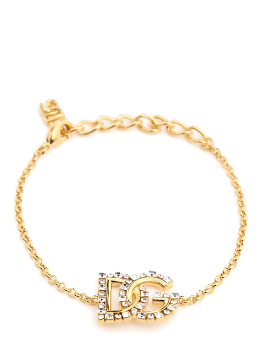 Dolce&Gabbana: Rhinestone logo bracelet - Gold - women_0 | Luisa Via Roma