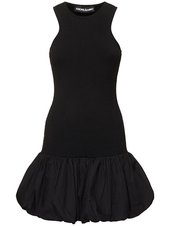 Bubble rib knit viscose blend mini dress - Thumbnail 1