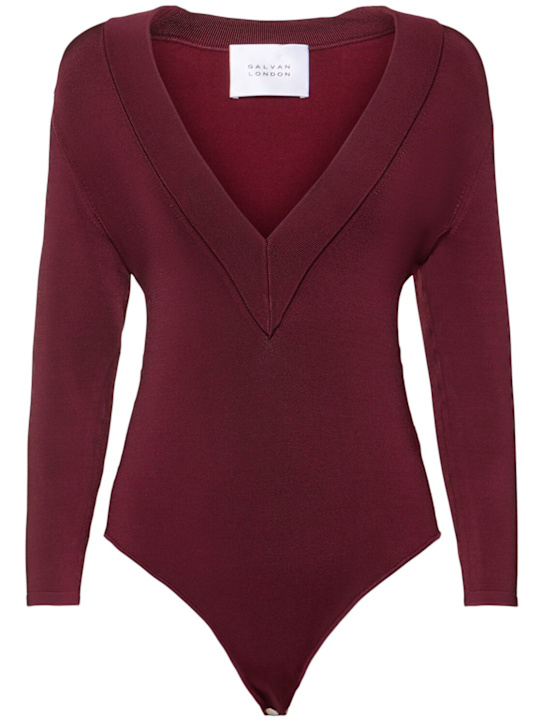 Galvan: Sasha v-neck viscose bodysuit - women_0 | Luisa Via Roma
