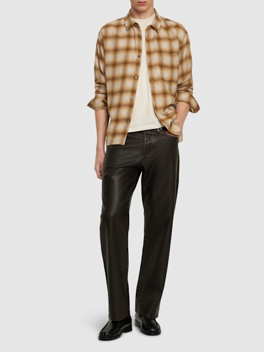 Frame: Lightweight plaid shirt - Tan Plaid - men_1 | Luisa Via Roma