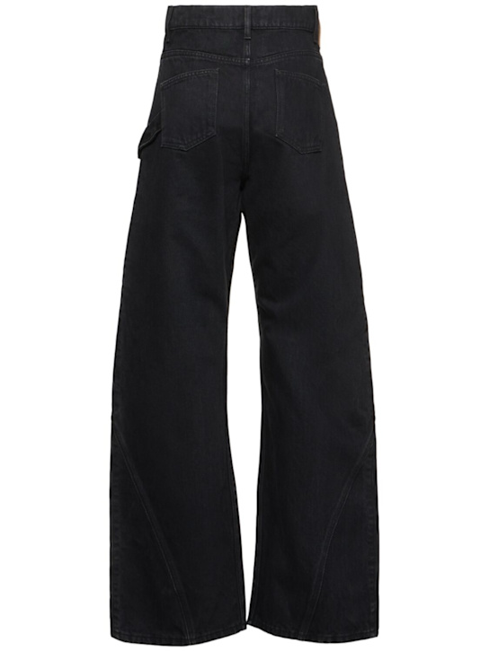 JW Anderson: Twisted midrise workwear boyfriend jeans - Black - women_3 | Luisa Via Roma