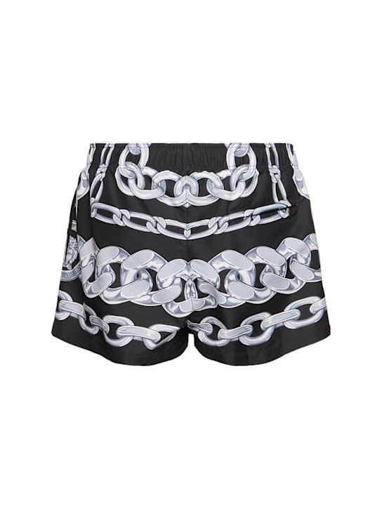 Versace: Printed nylon swim shorts - Black/Silver - men_2 | Luisa Via Roma