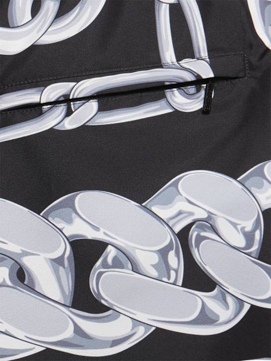 Versace: Printed nylon swim shorts - Black/Silver - men_3 | Luisa Via Roma