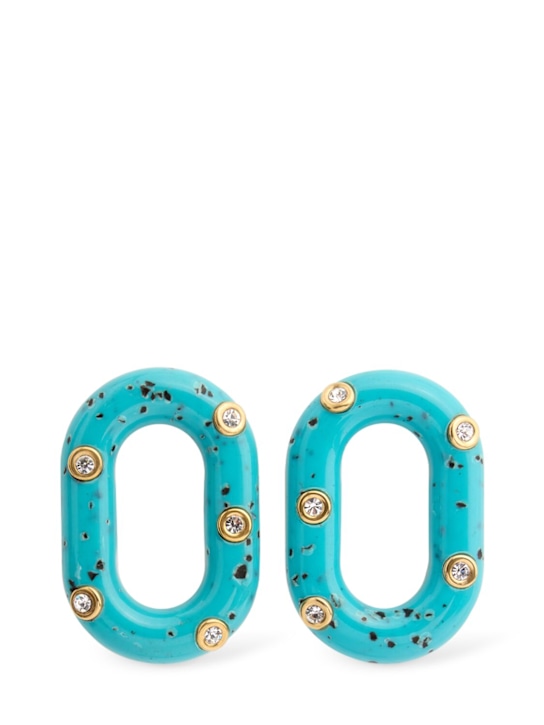 Rabanne: Chain stud earrings - Gold/Turquoise - women_0 | Luisa Via Roma