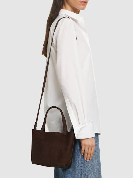 The Row: Small Park nubuck leather bag - Dark Mocha Ans - women_1 | Luisa Via Roma