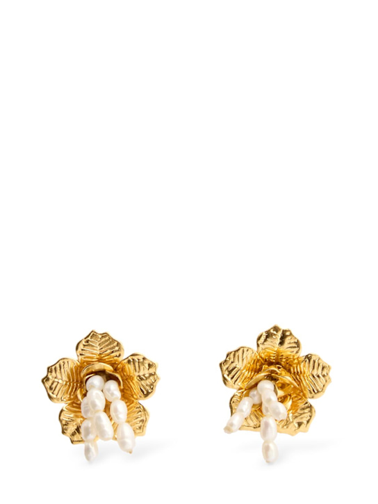 Peracas: Rose fallen earrings - Gold/Pearl - women_0 | Luisa Via Roma