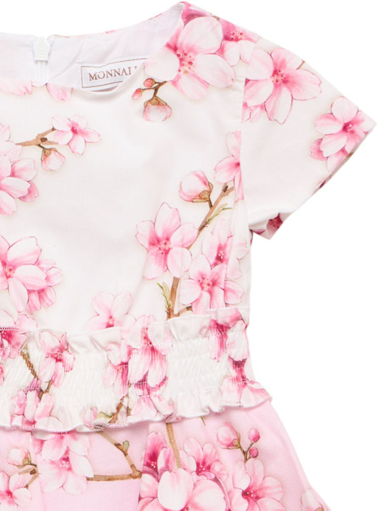 Monnalisa: コットンポプリンワンピース - ホワイト/ピンク - kids-girls_1 | Luisa Via Roma