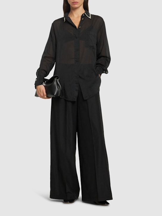 Forte_forte: Embroidered voile bohemian shirt - Black - women_1 | Luisa Via Roma