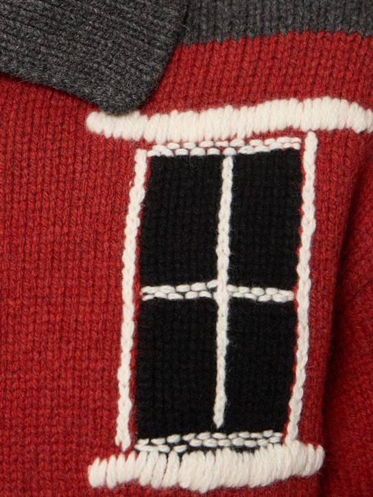 JW Anderson: House针织POLO衫 - 酒红色/绿色 - women_4 | Luisa Via Roma