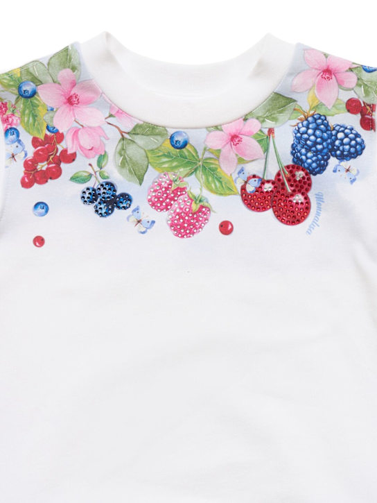 Monnalisa: Vestido de algodón stretch estampado - Azul - kids-girls_1 | Luisa Via Roma