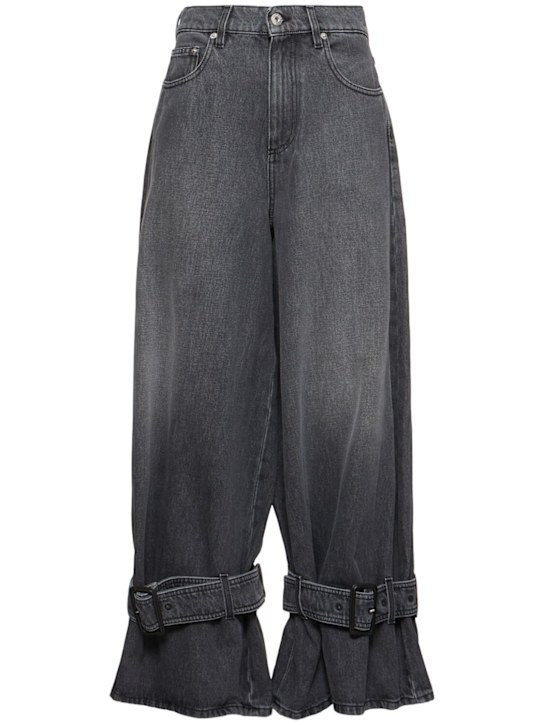Buckled cuff mid rise boyfriend jeans - Thumbnail 1
