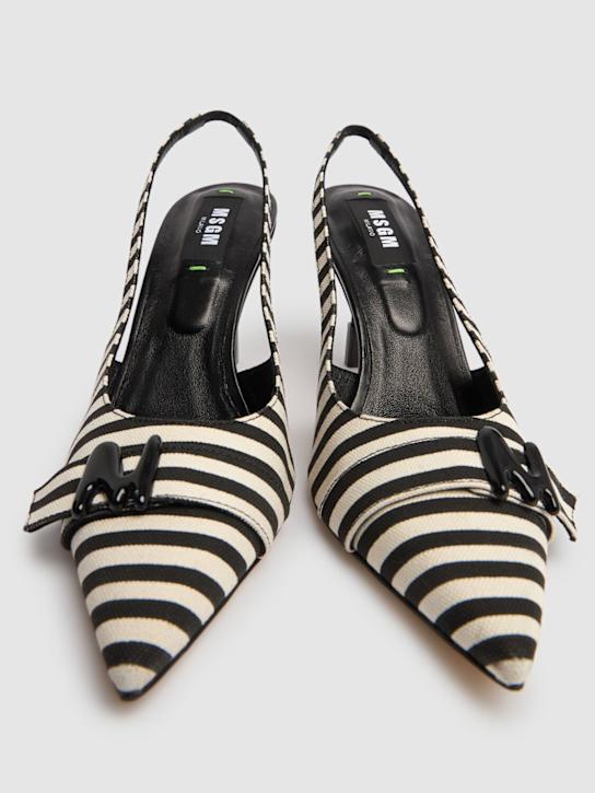 MSGM: 75mm Canvas slingbacks - Black/White - women_2 | Luisa Via Roma