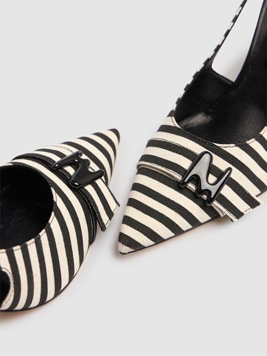MSGM: 75mm Canvas slingbacks - Black/White - women_3 | Luisa Via Roma