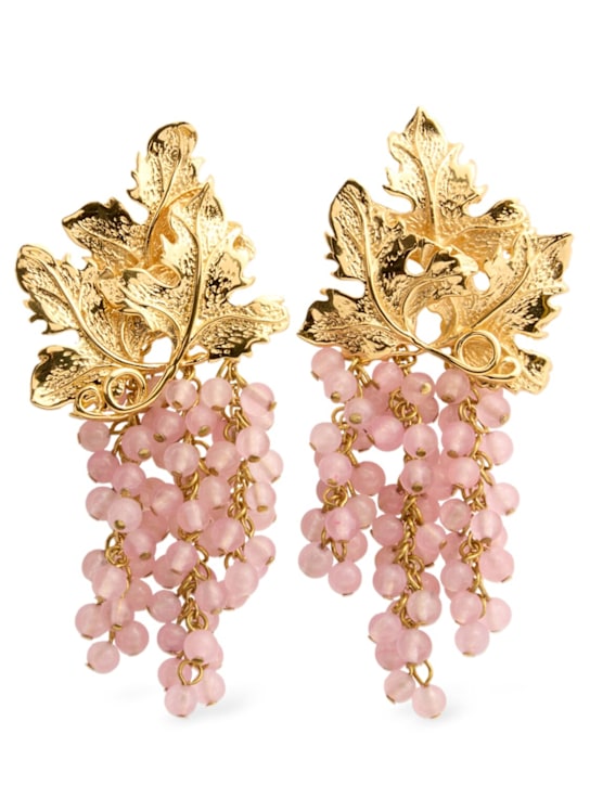 Peracas: Adile pendant earrings - Gold/Pink - women_0 | Luisa Via Roma