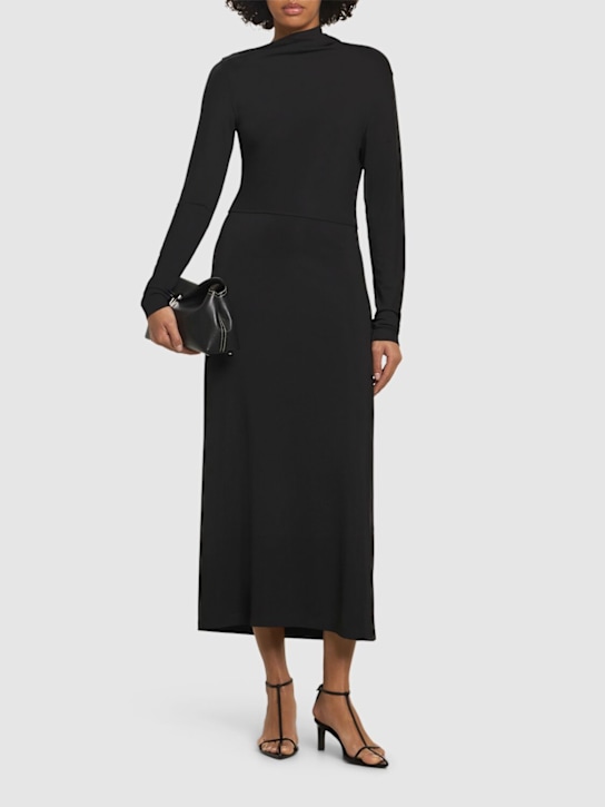 Toteme: Draped jersey long dress - Black - women_1 | Luisa Via Roma