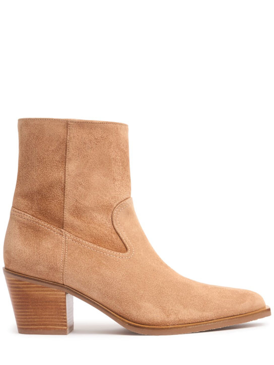 Stuart Weitzman: 60mm Tate suede ankle boots - Camel - women_0 | Luisa Via Roma
