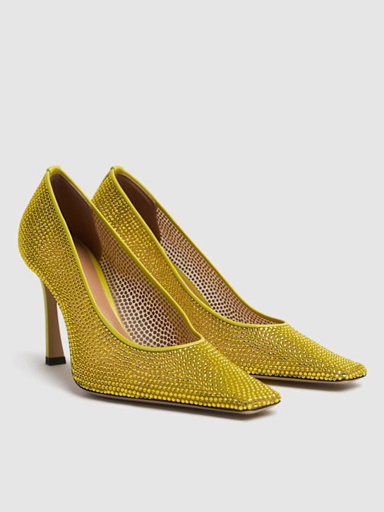 The Attico: 95mm Juno mesh & crystal pumps - Yellow - women_2 | Luisa Via Roma