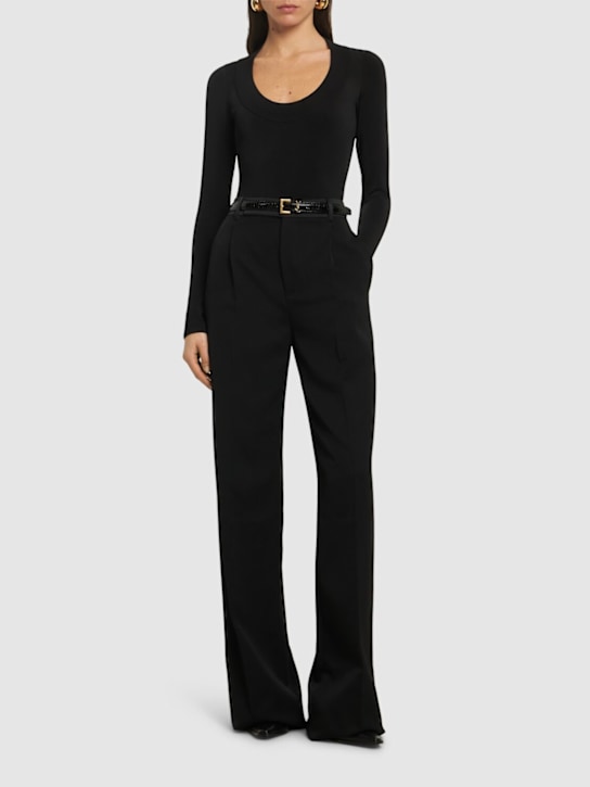 Galvan: Sasha ballet neck viscose knit bodysuit - women_1 | Luisa Via Roma