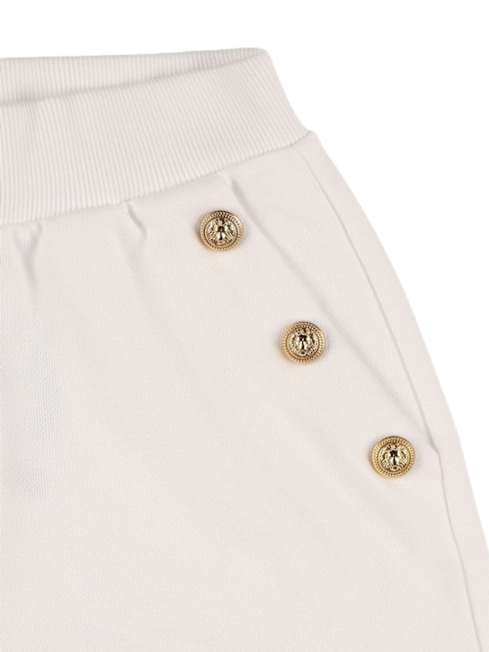 Balmain: Shorts in felpa di cotone - Bianco - kids-girls_1 | Luisa Via Roma
