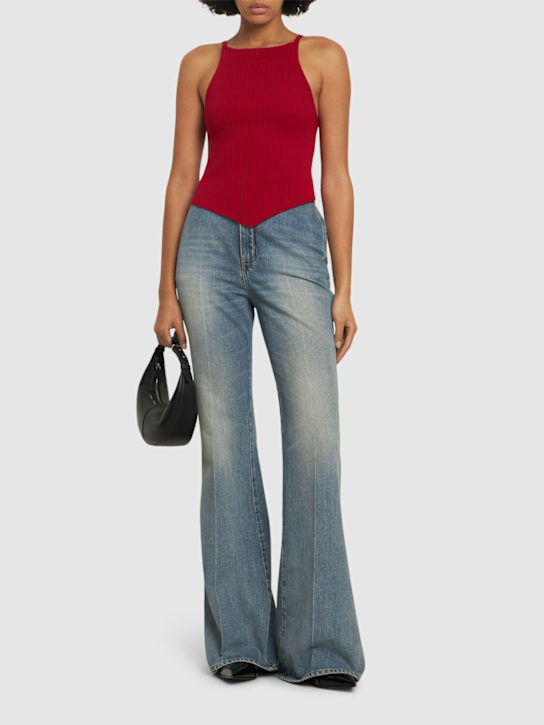 Courrèges: Signature pointy rib knit top - women_1 | Luisa Via Roma