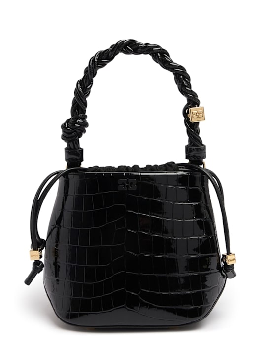 GANNI: Ganni Bou embossed patent bucket bag - women_0 | Luisa Via Roma