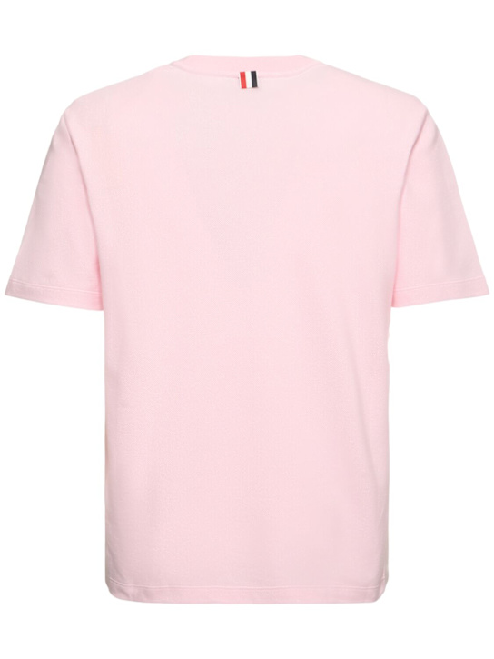 Thom Browne: $ bar stripe cotton t-shirt - Lt Pink - men_3 | Luisa Via Roma