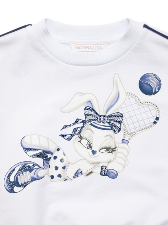 Monnalisa: Felpa in misto cotone - Bianco/Blu - kids-girls_1 | Luisa Via Roma