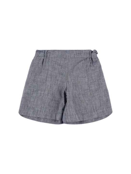 Bonpoint: Shorts in cotone chambray - Blu - kids-girls_0 | Luisa Via Roma
