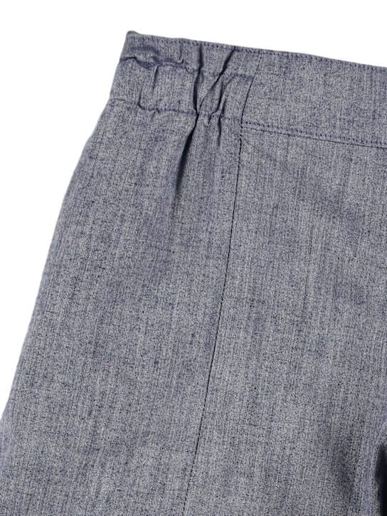 Bonpoint: Shorts in cotone chambray - Blu - kids-girls_1 | Luisa Via Roma