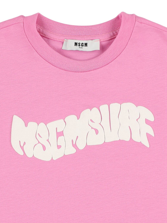 MSGM: T-shirt in jersey di cotone con logo - kids-girls_1 | Luisa Via Roma