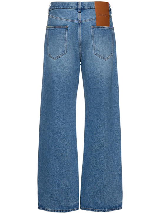 Jacquemus: Le de nîmes droit cotton denim jeans - Blue/Tabac - men_3 | Luisa Via Roma
