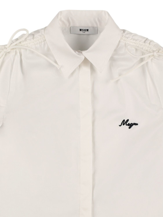 MSGM: Camicia in popeline di misto cotone con fiocchi - kids-girls_1 | Luisa Via Roma