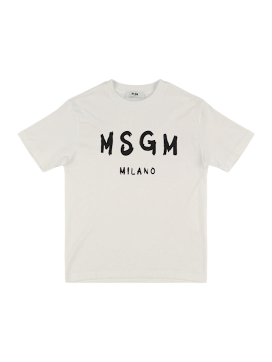 MSGM: Printed cotton jersey t-shirt - White - kids-boys_0 | Luisa Via Roma