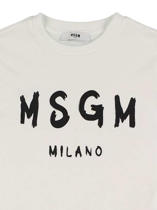 MSGM: Printed cotton jersey t-shirt - White - kids-boys_1 | Luisa Via Roma