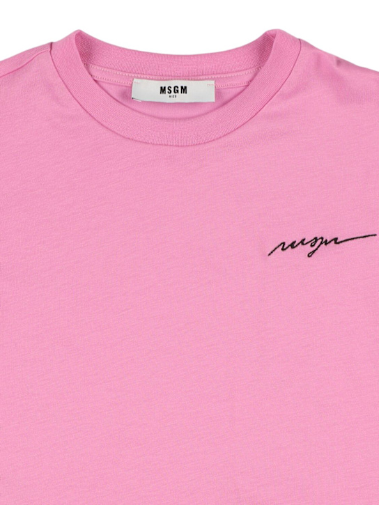 MSGM: Logo cotton jersey t-shirt - Pink - kids-boys_1 | Luisa Via Roma