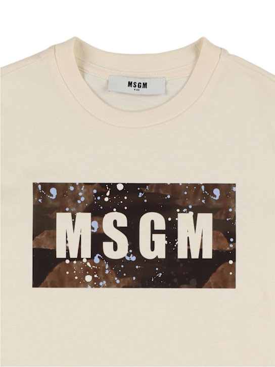 MSGM: 印花棉质平纹针织T恤 - kids-girls_1 | Luisa Via Roma