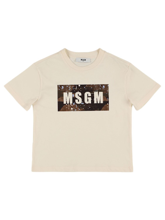 MSGM: 印花棉质平纹针织T恤 - kids-girls_0 | Luisa Via Roma